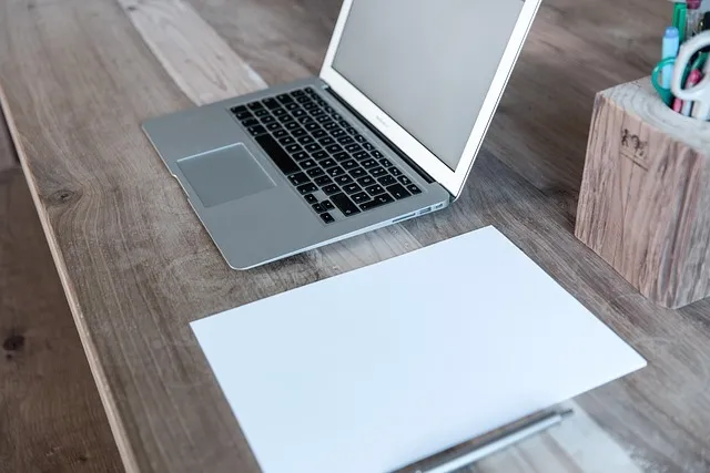 Organized home office workspace with laptop