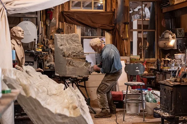 Artist in studio