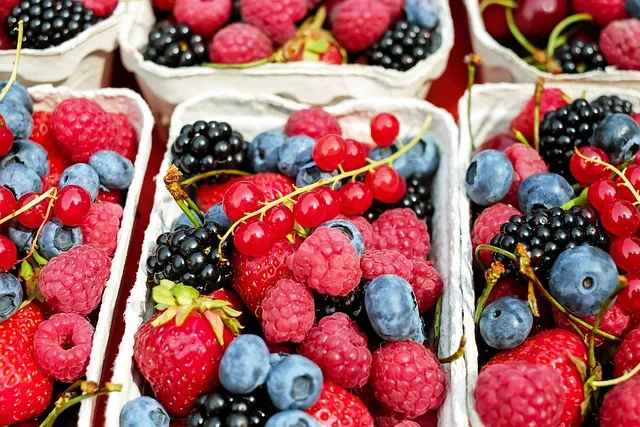Fresh red strawberries packed for European markets